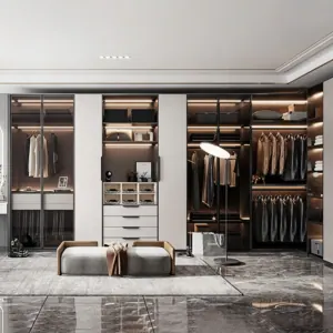 Whole House Custom Aluminum Wardrobe, Luxury Open-style Metal Walk-in Closet, Integrated Bedroom Cabinet Combo, Full Aluminum Furniture