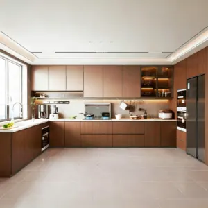 All-Aluminum Home Furniture, Custom Wood Grain Aluminum Open Kitchen Cabinets