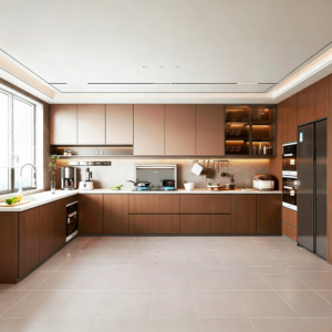 All-Aluminum Home Furniture, Custom Wood Grain Aluminum Open Kitchen Cabinets