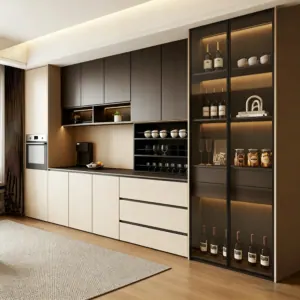 Light Luxury Aluminum Sideboard, Multi-functional Integrated Storage & Display Cabinet, Wall-mounted Full Aluminum Wine Cabinet for Whole House Furniture