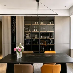 Modern Aluminum Wine Cabinet, Custom Floor-to-Ceiling Wall Cabinet, Light Luxury Integrated Storage & Display Cabinet with Combined Glass Doors