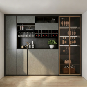 Light Luxury Full Aluminum Sideboard, Integrated Wall-mounted Tea Cabinet, Minimalist Glass Door Combo, Custom Aluminum Alloy Wine Cabinet, Factory Direct