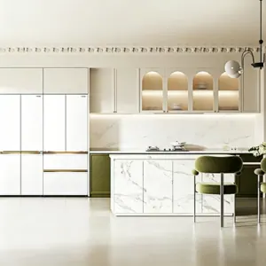 Waterproof Aluminum Alloy Cabinets, Custom Open Integrated Kitchen with Nano Stone Countertop & Integrated Stove Cabinet
