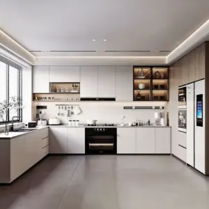 Custom Aluminum Cabinets with Crack-Resistant Nano Stone Countertop & Integrated Floor Stove Cabinets