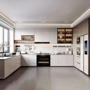 Custom Aluminum Cabinets with Crack-Resistant Nano Stone Countertop & Integrated Floor Stove Cabinets