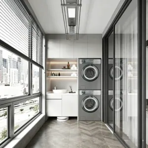Factory Custom Honeycomb Aluminum Laundry Cabinet with Sink & Double Cabinets