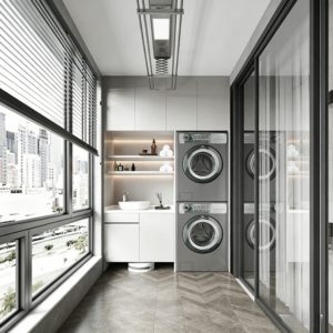 Factory Custom Honeycomb Aluminum Laundry Cabinet with Sink & Double Cabinets